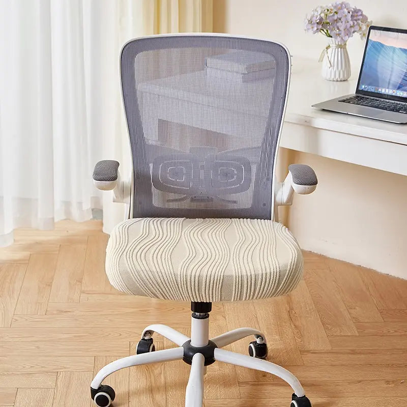 Modern Solid Color Jacquard T-Shaped High Elastic Chair Cover, Pet Friendly, Striped Grid Dual Elastic Seat Cover