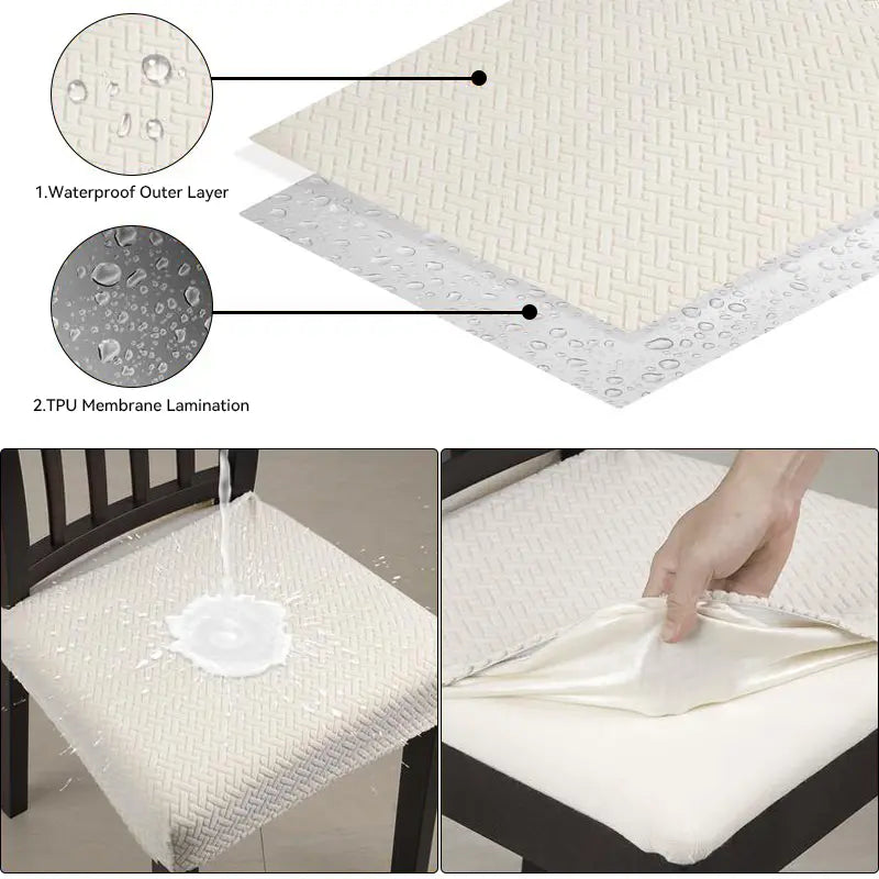 Jacquard Chair Slipcovers (Set of 2-4-6-8) - Waterproof, Stretch Woven Texture, Soft, Easy Slip-On, No Hassle - Dining Chair Covers for Home Decor, Living Room Decor