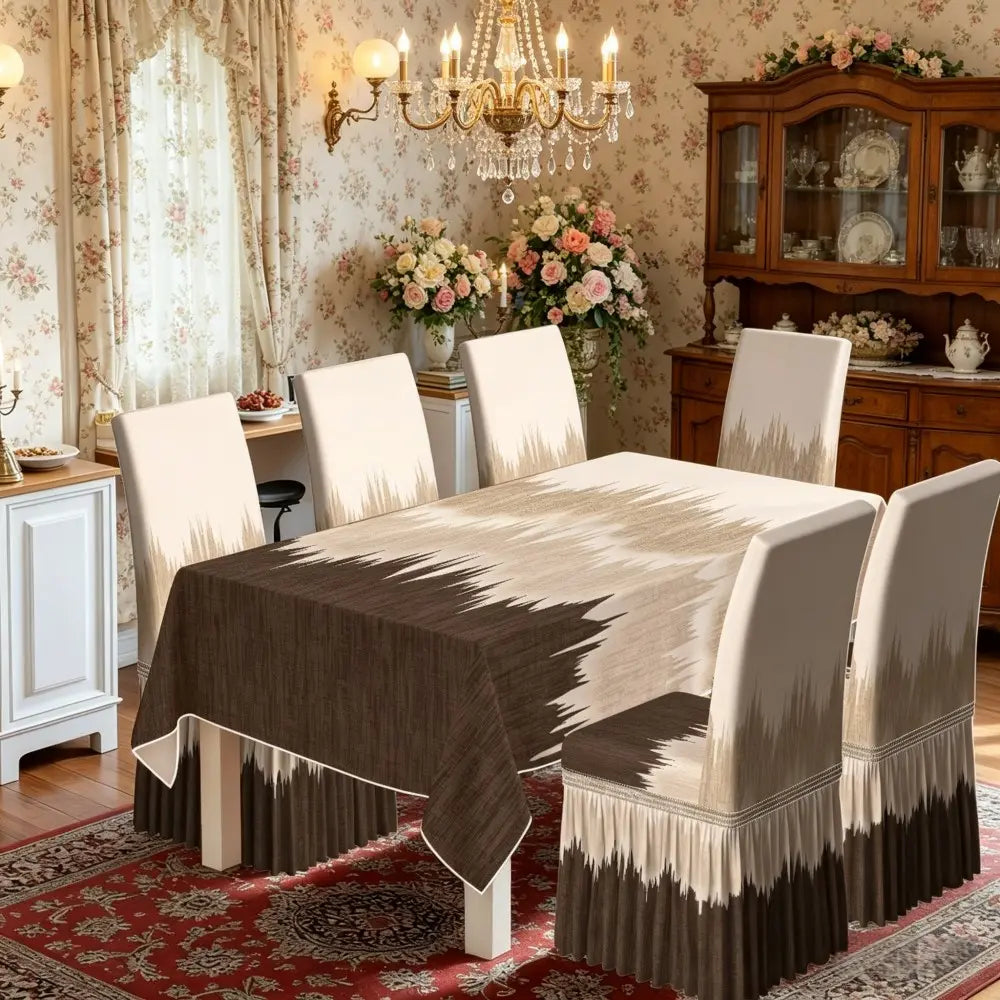 2/4/5/6/7pcs Skirt Chair Cover Set, Light Luxury Gradient Ripple Full Elastic Chair Cover, Banquet Pleated Skirt Dining Chair Slipcover, Universal Chair Cover for Home Dining Room, Elastic Band Protective Seat Cover, Elastic Fit