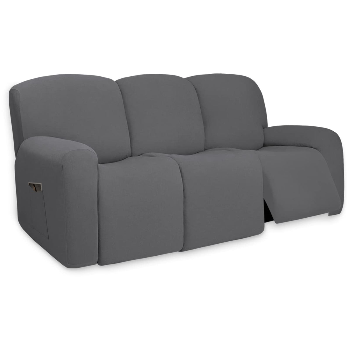 PureFit Super Stretch Chair Covers Fleece Couch Covers for Sofa Dark Gray