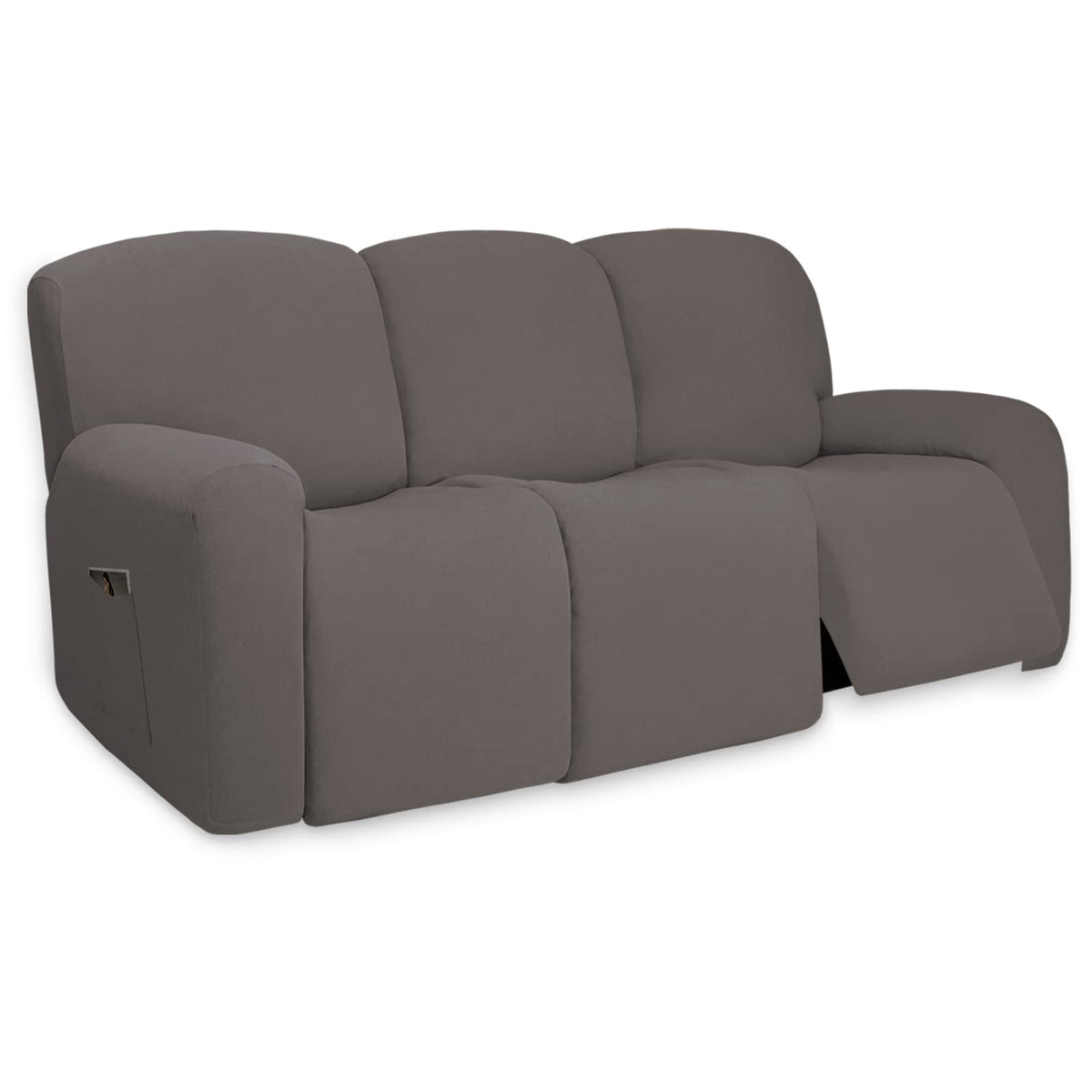 PureFit Super Stretch Chair Covers Fleece Couch Covers for Sofa Dark Gray