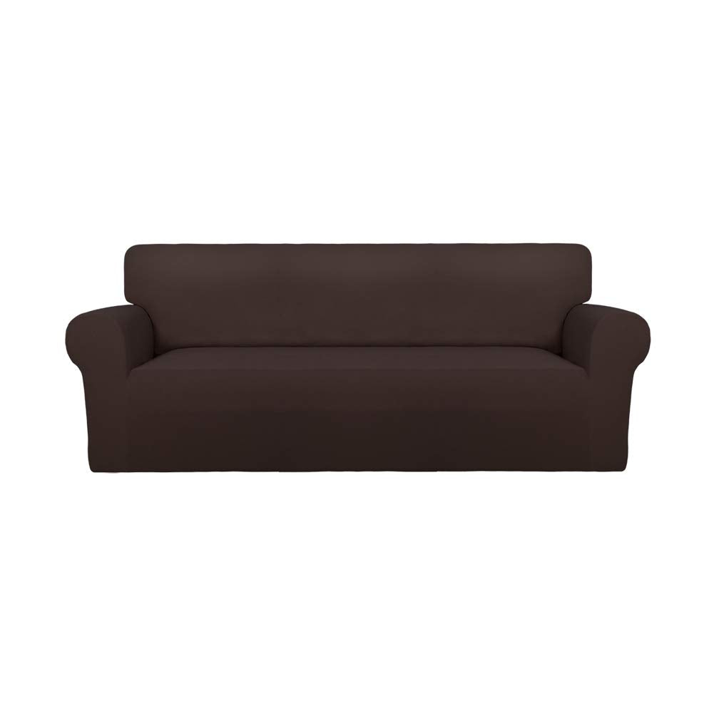 PureFit Super Stretch Chair Covers Fleece Couch Covers for Sofa Dark Gray