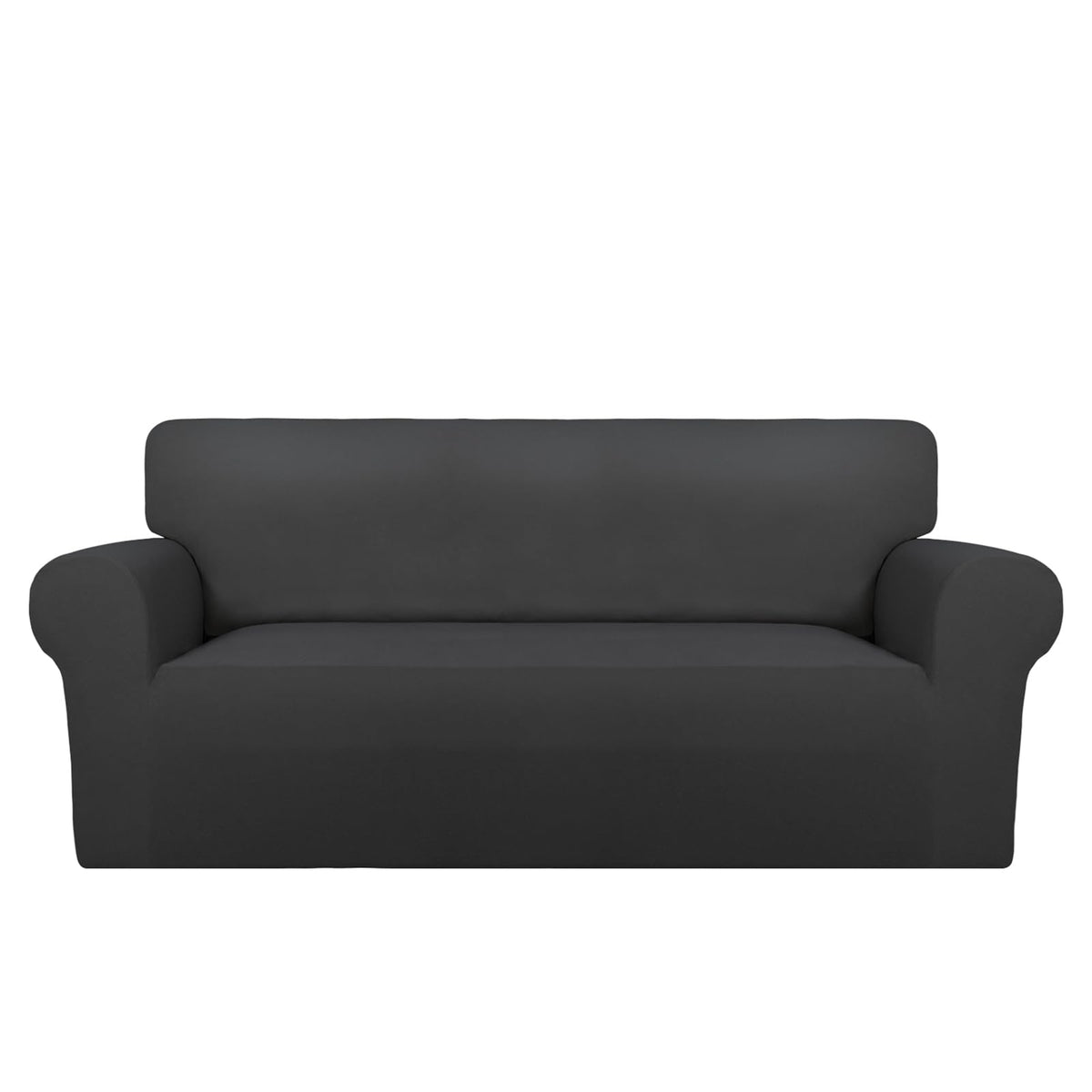 PureFit Super Stretch Chair Covers Fleece Couch Covers for Sofa Dark Gray