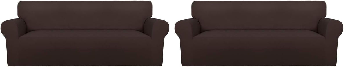 PureFit Super Stretch Chair Covers Fleece Couch Covers for Sofa Dark Gray
