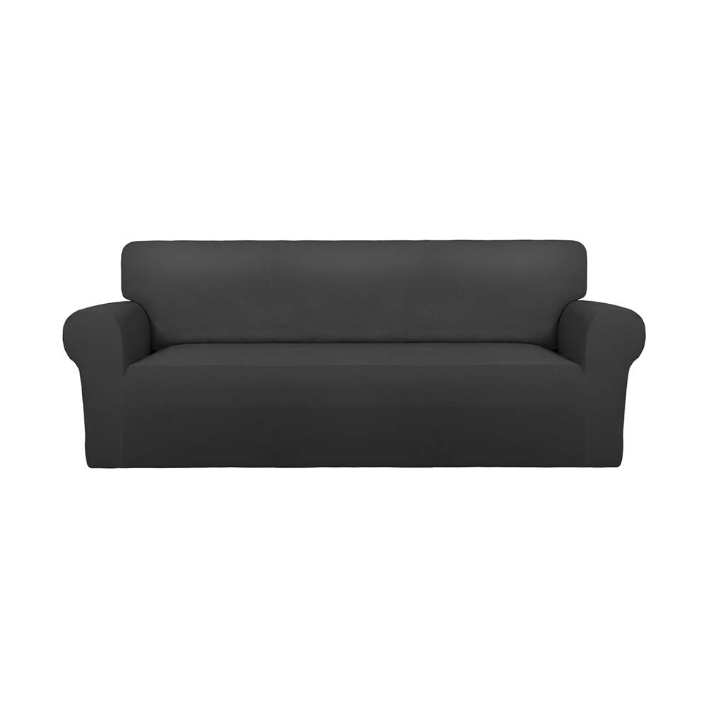 PureFit Super Stretch Chair Covers Fleece Couch Covers for Sofa Dark Gray