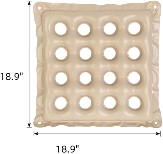 Inflatable Seat Cushions for Pressure Relief, Wheelchair Air Cushion for Bed Sore, Comfortable Waffle Pads, Cream 17x17inch