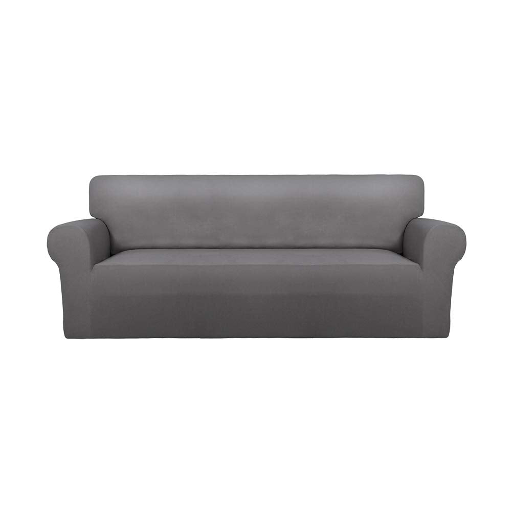 PureFit Super Stretch Chair Covers Fleece Couch Covers for Sofa Dark Gray