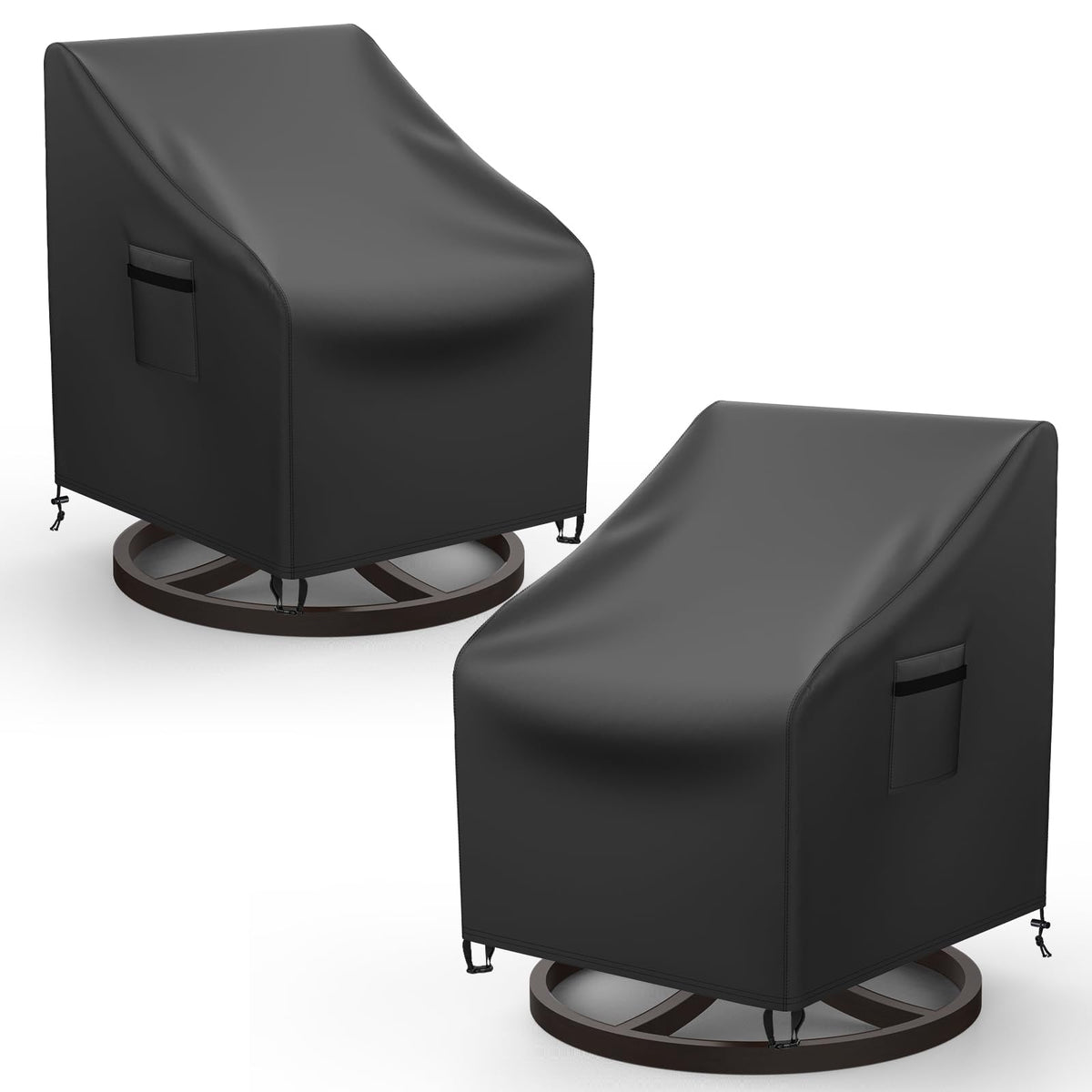 Mrrihand Patio Chair Covers, 2 Pack Outdoor Swivel Lounge Chair Cover, Heavy Duty Patio Rocking Chair Covers, Patio Furniture Covers Waterproof, 30" W×34" D×38.5" H, Black