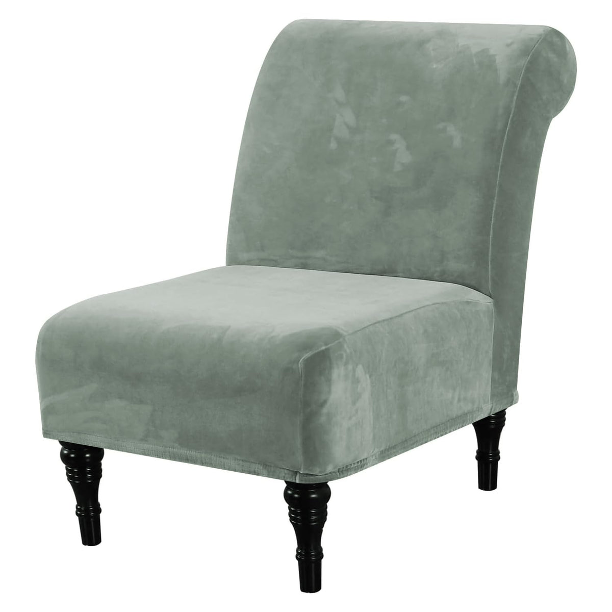 H.VERSAILTEX Armless Accent Chair Covers Thick Velvet Armless Chair Slipcovers High Stretch Chair Covers for Living Room Hotel Machine Washable Furniture Protector with Elastic Bottom, Ivory