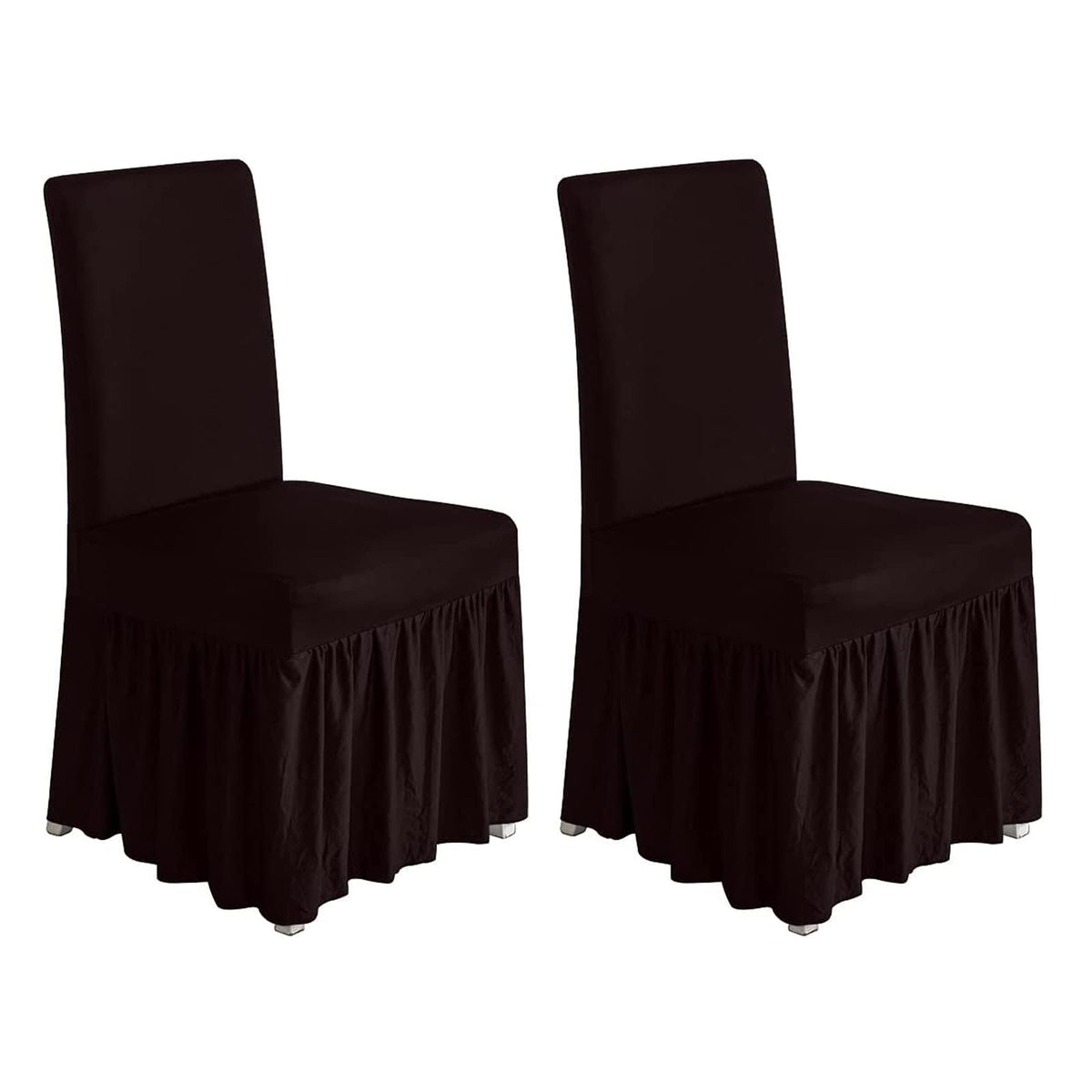 molasofa Chair Covers for Dining Room Set of 4 Stretch Chair Slipcovers with Skirt for Kitchen Seat Protectors Wedding Banquet Decor Kids Pets Spandex Fabric Washable (4pcs, Beige)