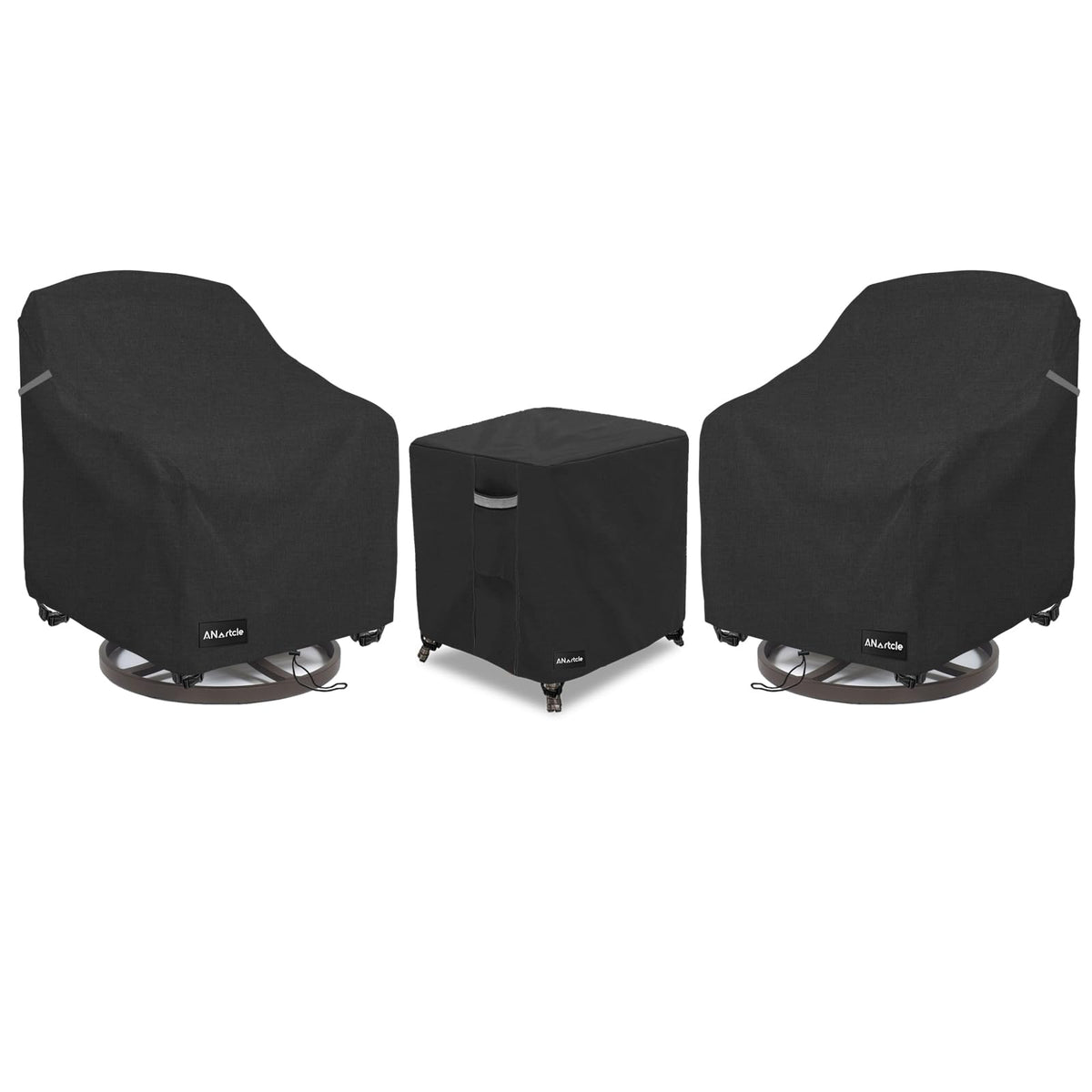 ANartcle Outdoor Swivel Chair Covers 2 Pack,600D Waterproof Heavy Duty Patio Chair Covers(30 W x 34 D x 38.5 H inches),Patio Swivel Chair Covers for Outdoor Furniture,Beige&brown.