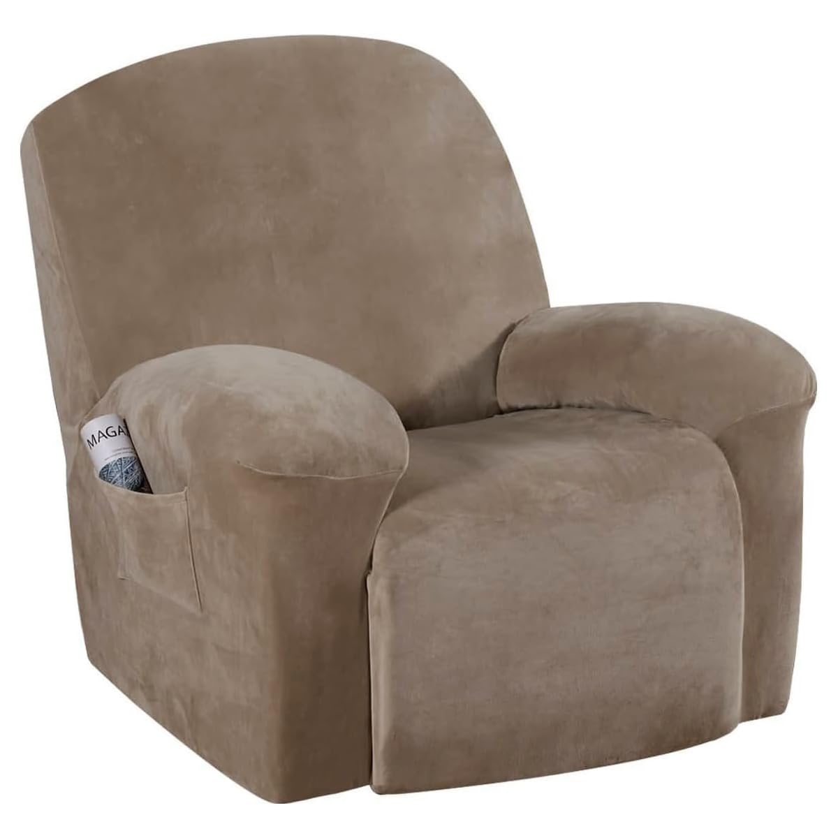H.VERSAILTEX Velvet Recliner Chair Covers 1-Piece for Reclining Chair, Recliner Cover Feature Thick Luxury and Soft Fabric with Elastic Bottom, Anti-Slip Foams Attached (Grey, Large)
