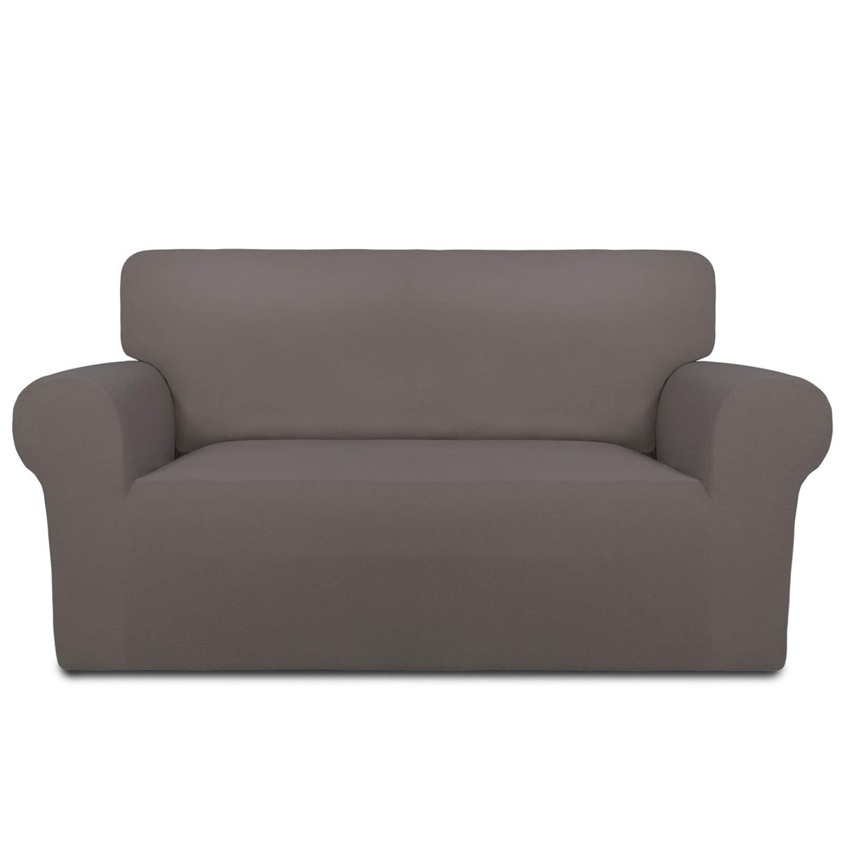 PureFit Super Stretch Chair Covers Fleece Couch Covers for Sofa Dark Gray