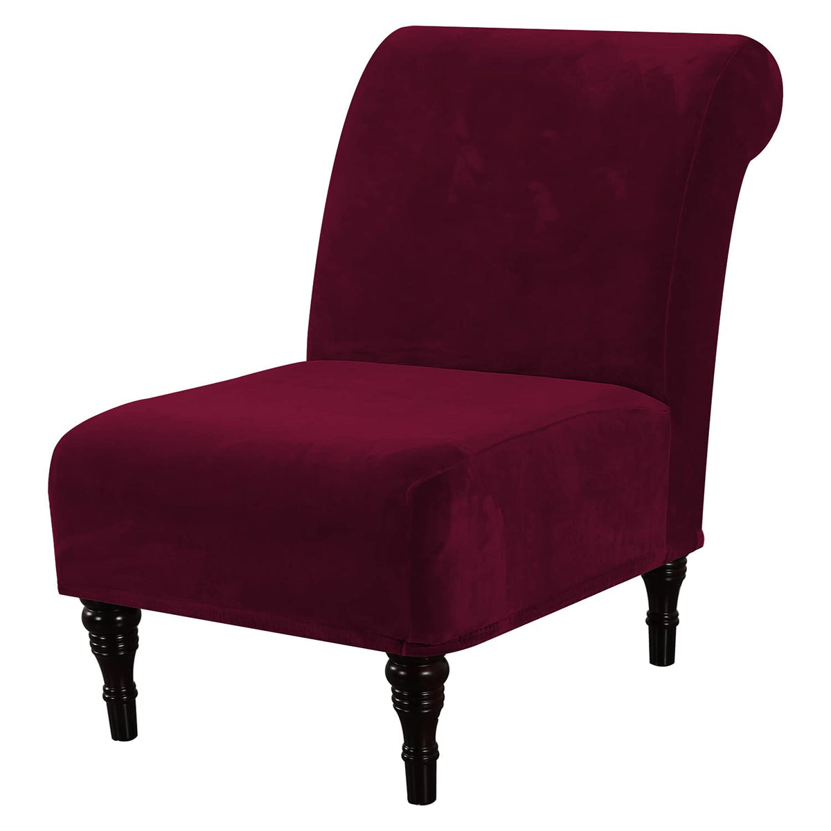 H.VERSAILTEX Armless Accent Chair Covers Thick Velvet Armless Chair Slipcovers High Stretch Chair Covers for Living Room Hotel Machine Washable Furniture Protector with Elastic Bottom, Ivory