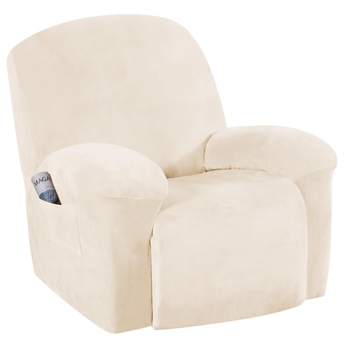 H.VERSAILTEX Velvet Recliner Chair Covers 1-Piece for Reclining Chair, Recliner Cover Feature Thick Luxury and Soft Fabric with Elastic Bottom, Anti-Slip Foams Attached (Grey, Large)