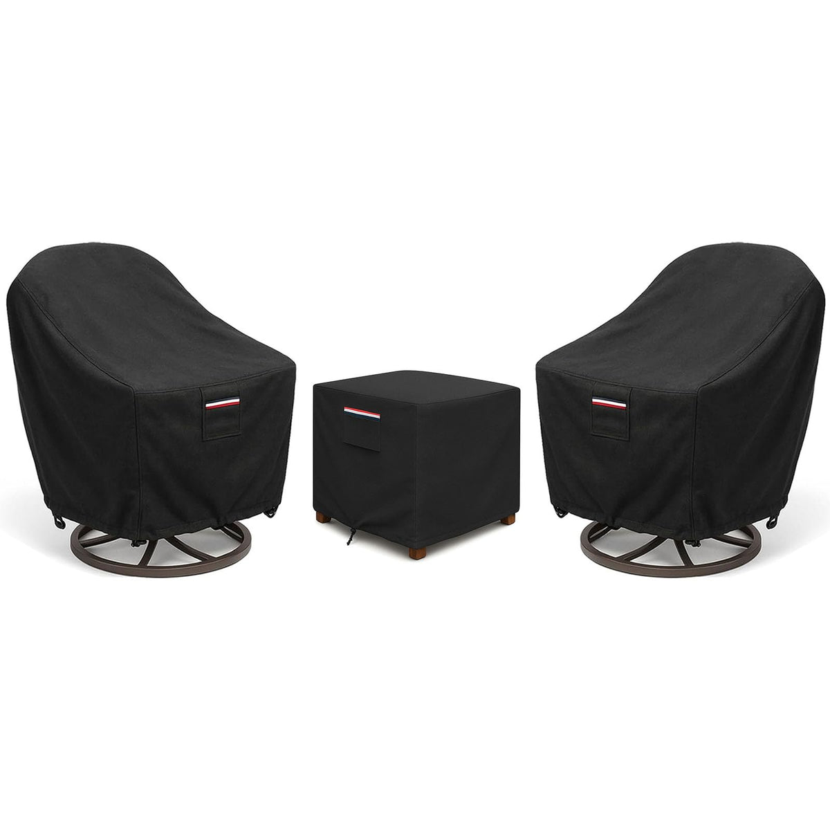 4-Piece Patio Furniture Cover Set, Waterproof Outdoor Furniture Covers for Loveseat, Patio Chairs & Coffee Table, Heavy-Duty 600D, Fade & UV-Resistant, Breathable, All-Season Protection, Beige&Brown