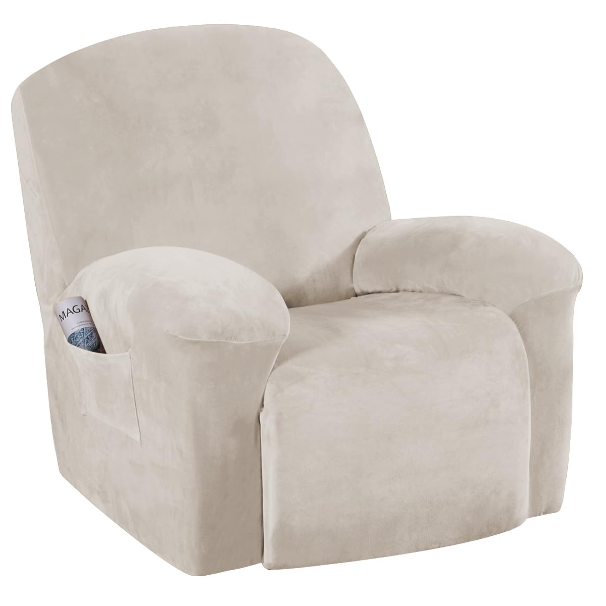 H.VERSAILTEX Velvet Recliner Chair Covers 1-Piece for Reclining Chair, Recliner Cover Feature Thick Luxury and Soft Fabric with Elastic Bottom, Anti-Slip Foams Attached (Grey, Large)