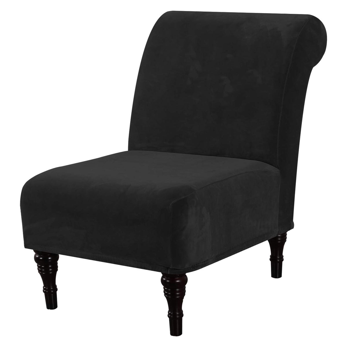 H.VERSAILTEX Armless Accent Chair Covers Thick Velvet Armless Chair Slipcovers High Stretch Chair Covers for Living Room Hotel Machine Washable Furniture Protector with Elastic Bottom, Ivory