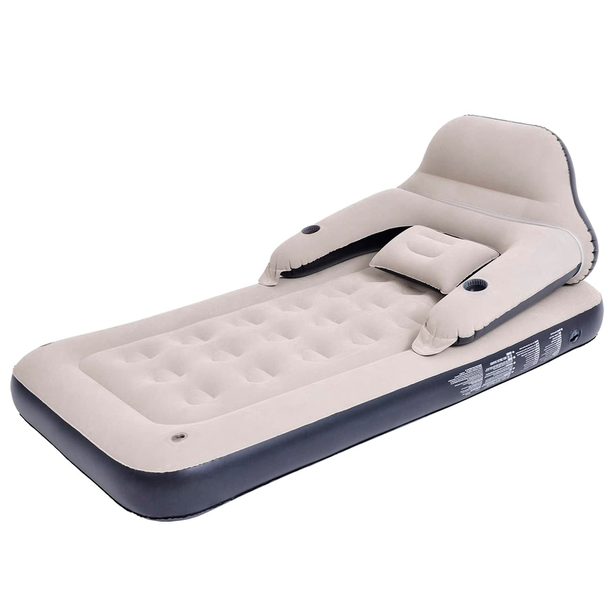Queen Size Air Mattress Sofa Bed with Headboard and Pillow, Inflatable Bed for Outdoor Overnight