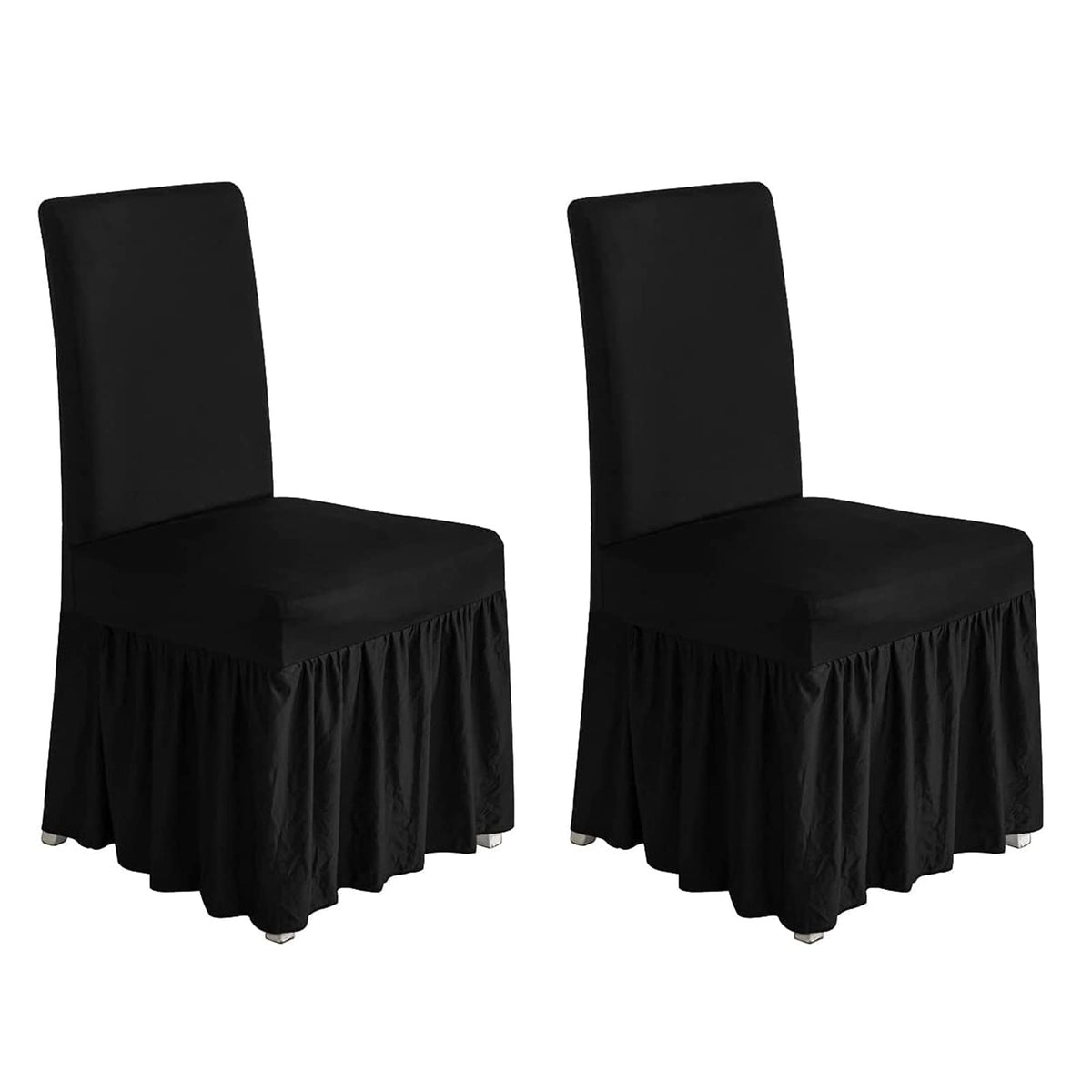 molasofa Chair Covers for Dining Room Set of 4 Stretch Chair Slipcovers with Skirt for Kitchen Seat Protectors Wedding Banquet Decor Kids Pets Spandex Fabric Washable (4pcs, Beige)