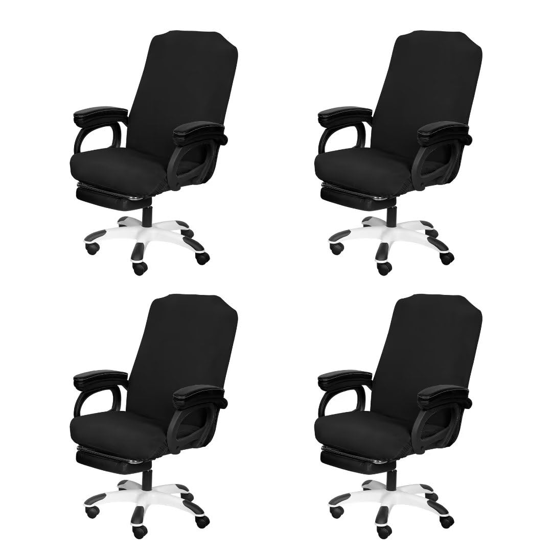 SARAFLORA Office Chair Cover- Large, Black- Removable Computer Cover for with Zipper Universal Rotating Desk High Back Seat Washable Protector Pets