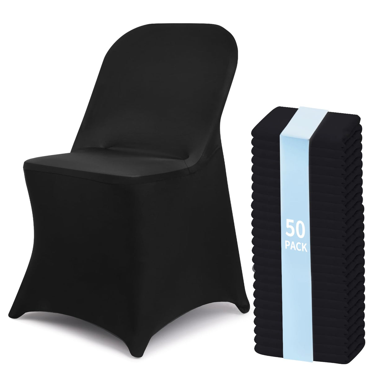 Fixwal 36 Pcs Black Folding Chair Covers Spandex Stretch Slipcover