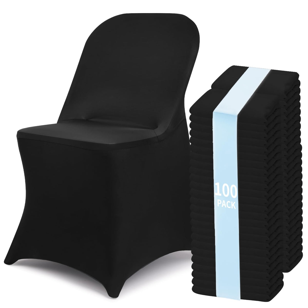 Fixwal 36 Pcs Black Folding Chair Covers Spandex Stretch Slipcover