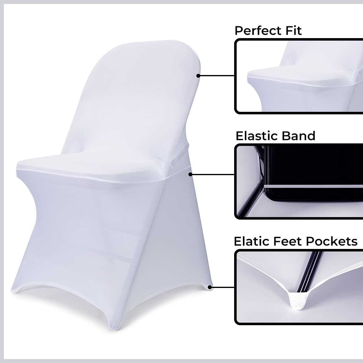 Babenest Stretch Spandex Folding Chair Covers for Wedding, 10PCS White