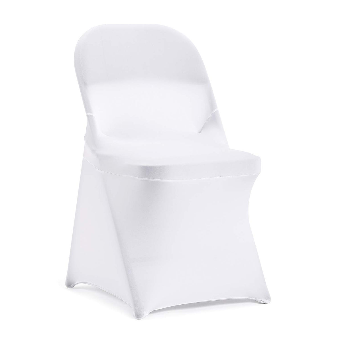 Peomeise Stretch Spandex Folding Chair Cover for Wedding Party Dining Banquet Event (White,12pcs)