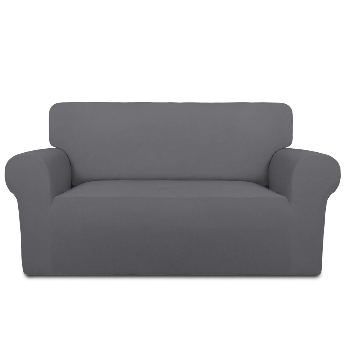 PureFit Super Stretch Chair Covers Fleece Couch Covers for Sofa Dark Gray