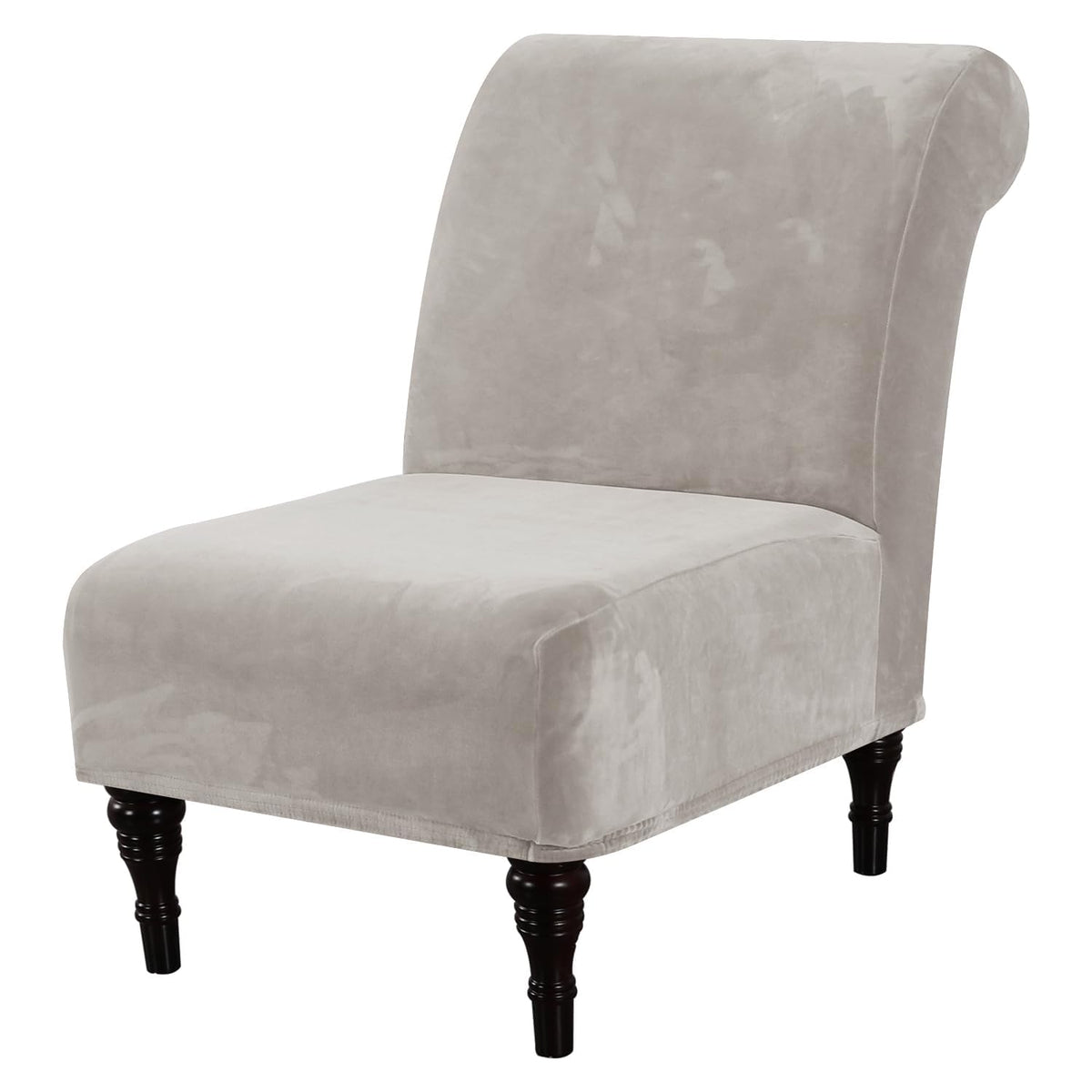 H.VERSAILTEX Armless Accent Chair Covers Thick Velvet Armless Chair Slipcovers High Stretch Chair Covers for Living Room Hotel Machine Washable Furniture Protector with Elastic Bottom, Ivory