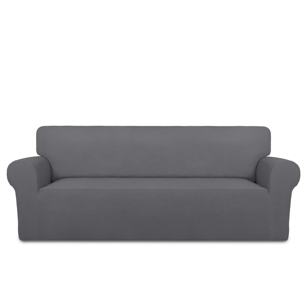 PureFit Super Stretch Chair Covers Fleece Couch Covers for Sofa Dark Gray