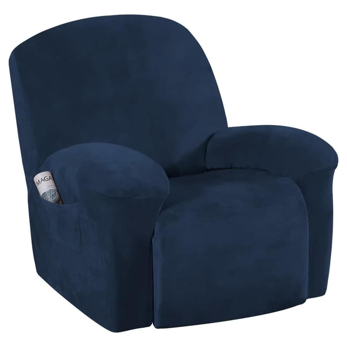 H.VERSAILTEX Velvet Recliner Chair Covers 1-Piece for Reclining Chair, Recliner Cover Feature Thick Luxury and Soft Fabric with Elastic Bottom, Anti-Slip Foams Attached (Grey, Large)