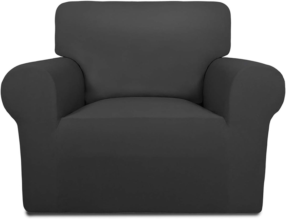 PureFit Super Stretch Chair Covers Fleece Couch Covers for Sofa Dark Gray