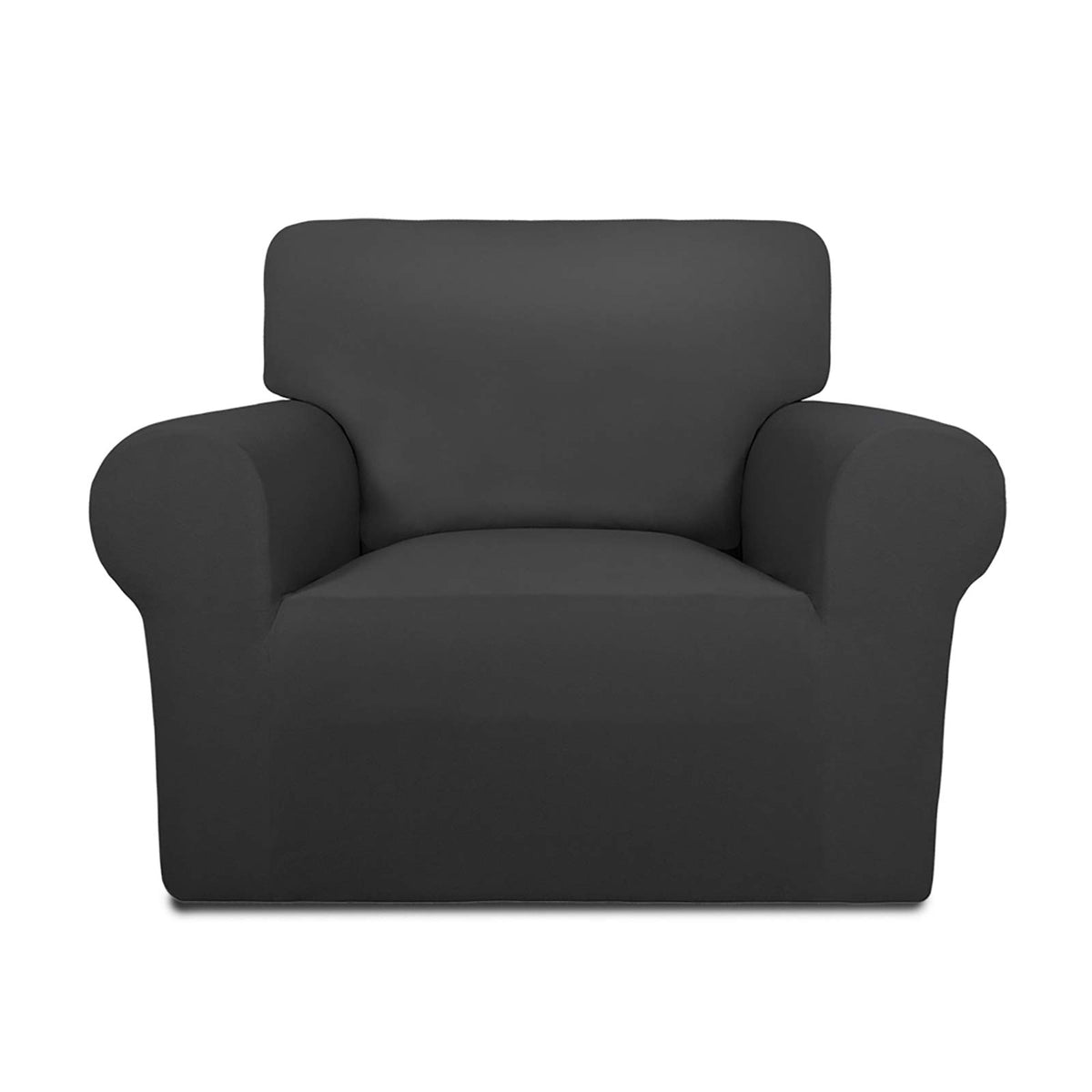 PureFit Super Stretch Chair Covers Fleece Couch Covers for Sofa Dark Gray