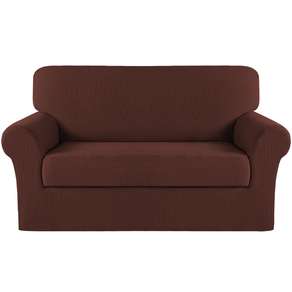 Turquoize 2 Piece Chair Covers for Living Room Armchair Cover Armchair Slipcovers with Arms Feature Thick Jacquard Fabric (Chair,Biscotti Beige)