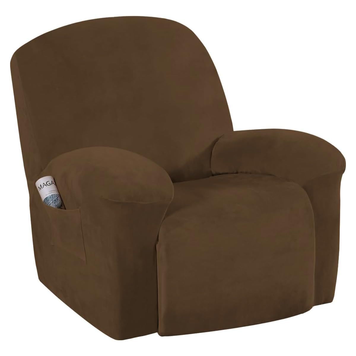 H.VERSAILTEX Velvet Recliner Chair Covers 1-Piece for Reclining Chair, Recliner Cover Feature Thick Luxury and Soft Fabric with Elastic Bottom, Anti-Slip Foams Attached (Grey, Large)
