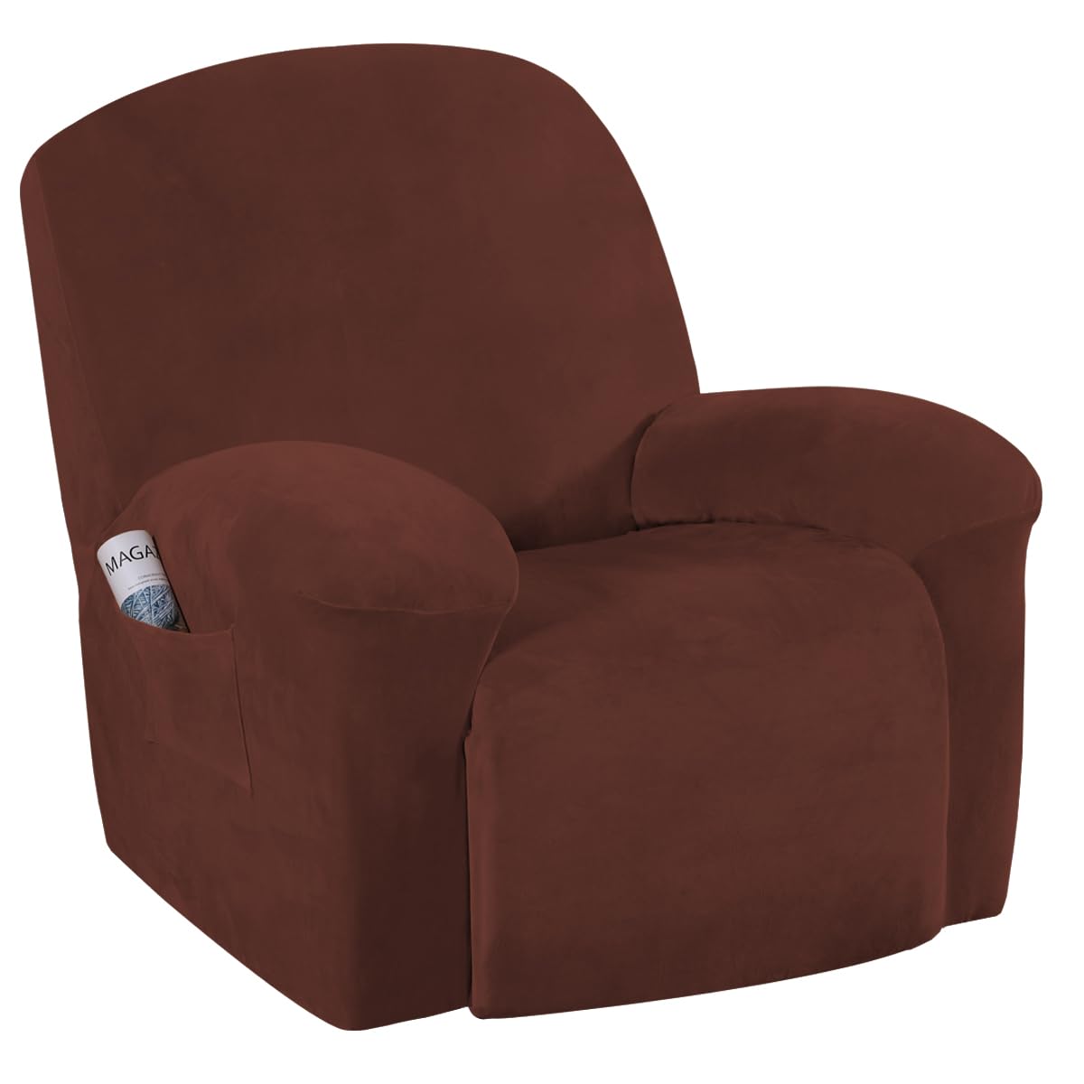 H.VERSAILTEX Velvet Recliner Chair Covers 1-Piece for Reclining Chair, Recliner Cover Feature Thick Luxury and Soft Fabric with Elastic Bottom, Anti-Slip Foams Attached (Grey, Large)