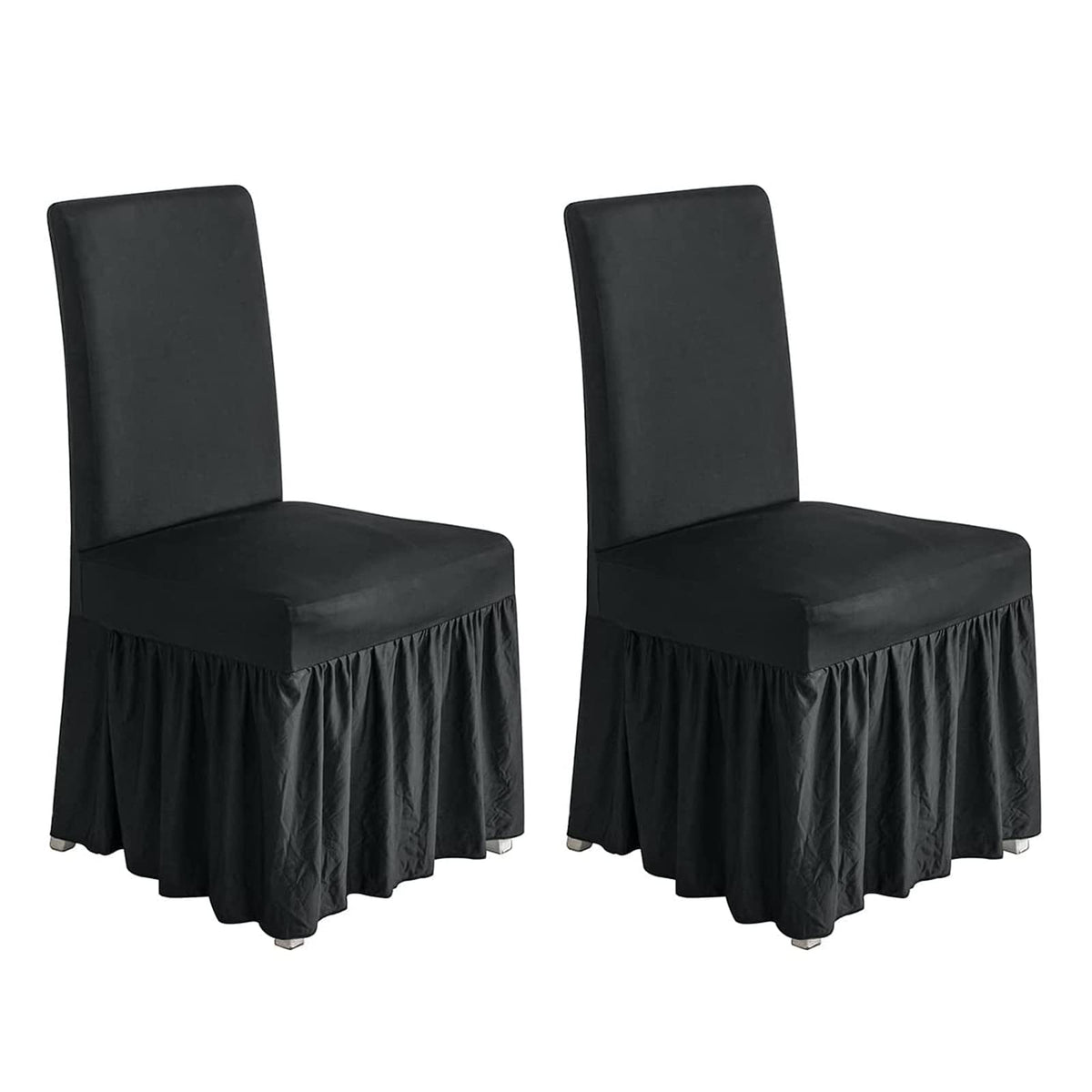 molasofa Chair Covers for Dining Room Set of 4 Stretch Chair Slipcovers with Skirt for Kitchen Seat Protectors Wedding Banquet Decor Kids Pets Spandex Fabric Washable (4pcs, Beige)
