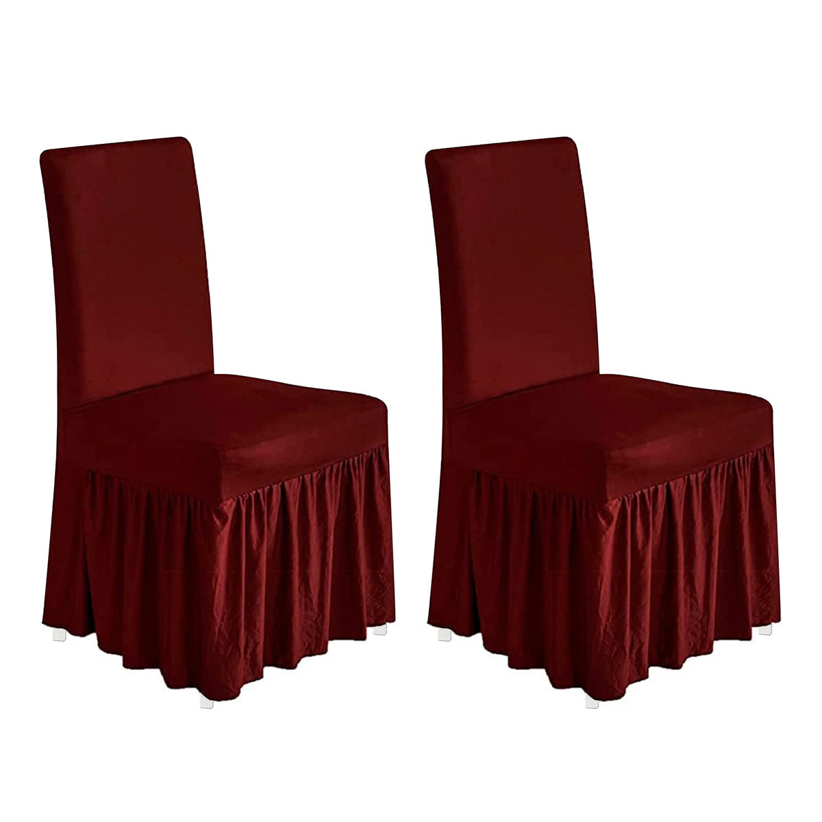 molasofa Chair Covers for Dining Room Set of 4 Stretch Chair Slipcovers with Skirt for Kitchen Seat Protectors Wedding Banquet Decor Kids Pets Spandex Fabric Washable (4pcs, Beige)