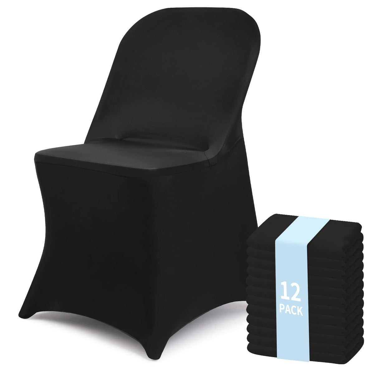 Fixwal 36 Pcs Black Folding Chair Covers Spandex Stretch Slipcover