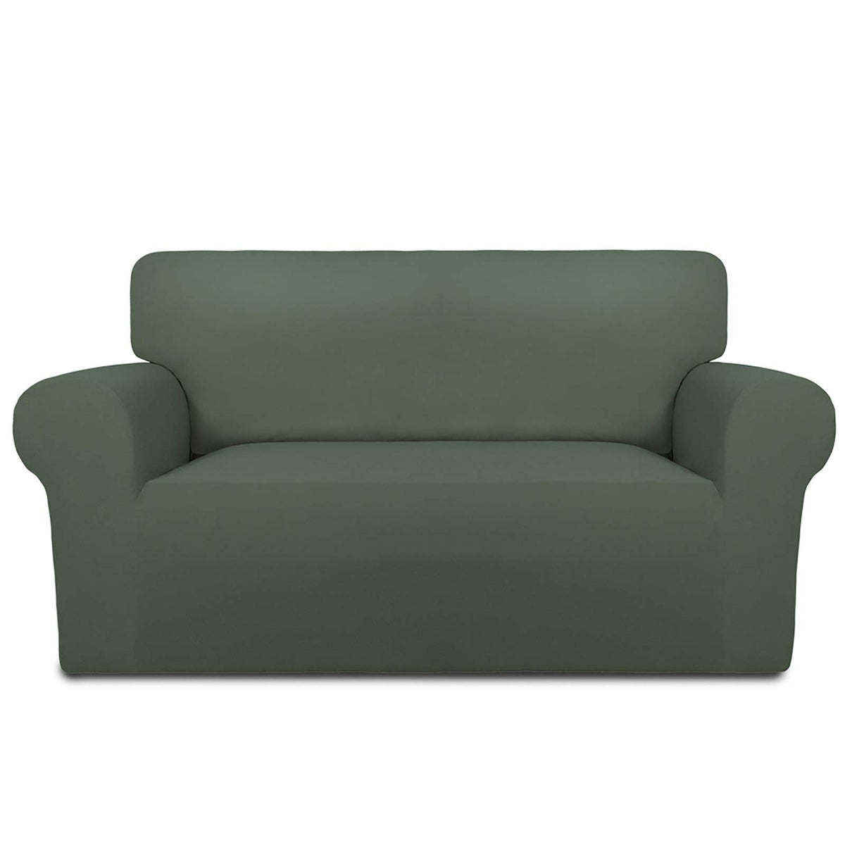 PureFit Super Stretch Chair Covers Fleece Couch Covers for Sofa Dark Gray