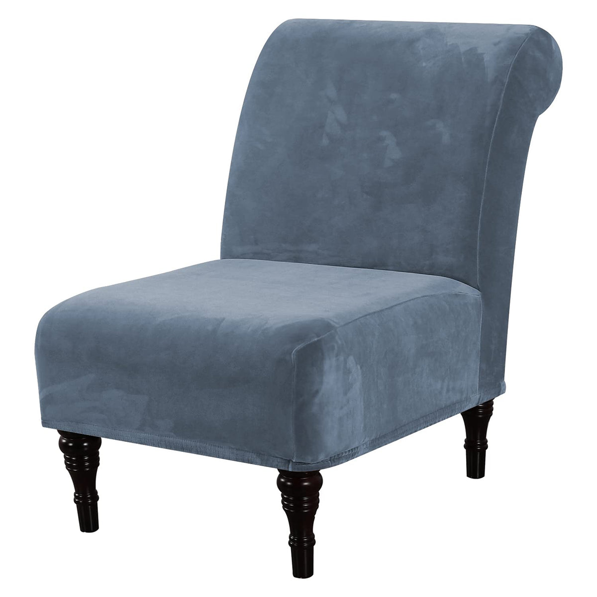 H.VERSAILTEX Armless Accent Chair Covers Thick Velvet Armless Chair Slipcovers High Stretch Chair Covers for Living Room Hotel Machine Washable Furniture Protector with Elastic Bottom, Ivory