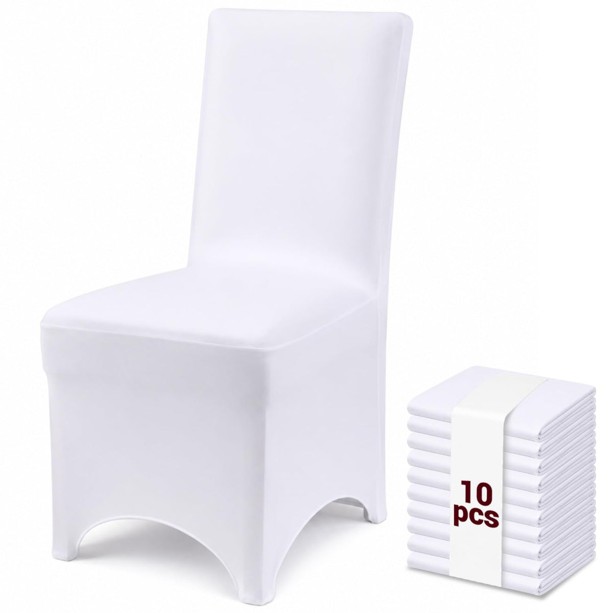 50 Pack White Stretch Chair Covers, Spandex Dining Chair Slipcovers, Wrinkle Resistant Reusable Covers for Wedding, Party, Banquet & Events