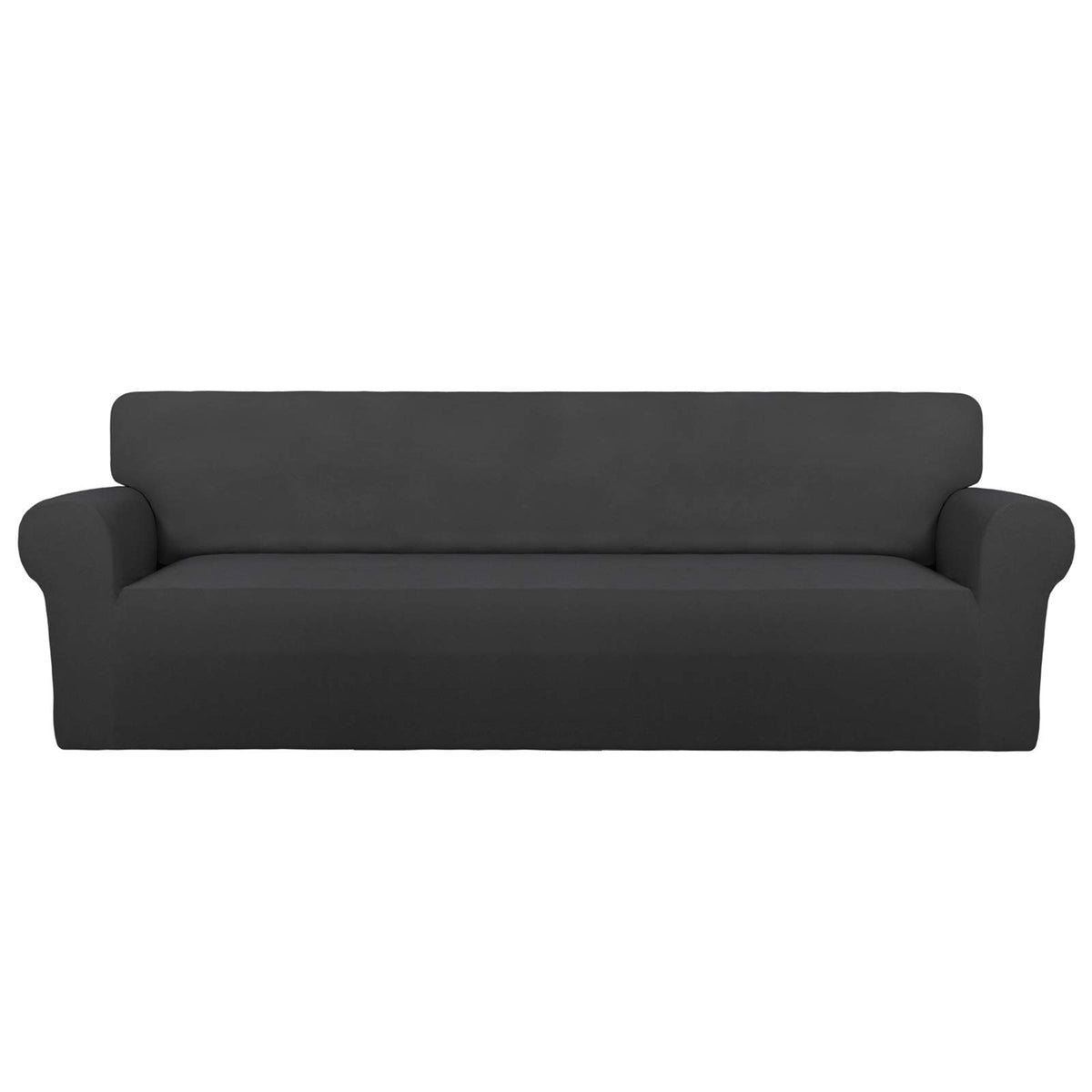PureFit Super Stretch Chair Covers Fleece Couch Covers for Sofa Dark Gray