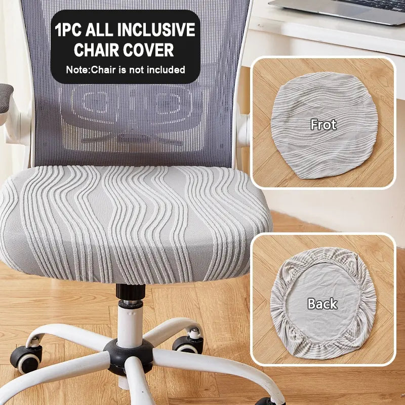 Modern Solid Color Jacquard T-Shaped High Elastic Chair Cover, Pet Friendly, Striped Grid Dual Elastic Seat Cover