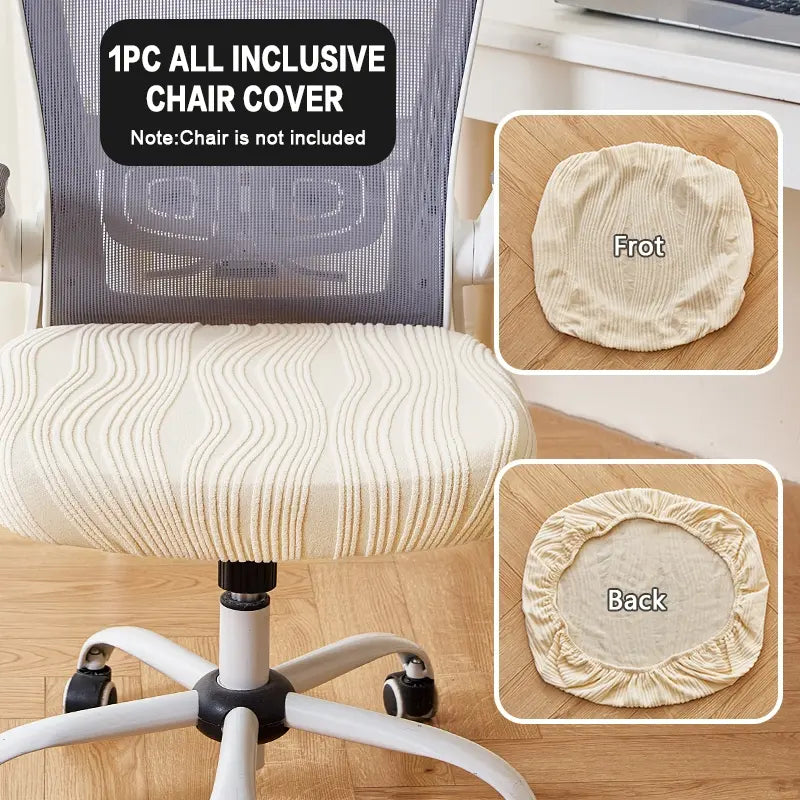 Modern Solid Color Jacquard T-Shaped High Elastic Chair Cover, Pet Friendly, Striped Grid Dual Elastic Seat Cover