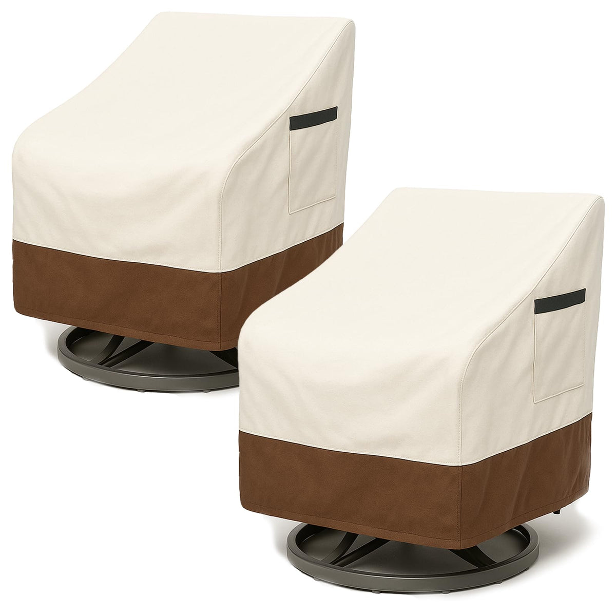 4-Piece Patio Furniture Cover Set, Waterproof Outdoor Furniture Covers for Loveseat, Patio Chairs & Coffee Table, Heavy-Duty 600D, Fade & UV-Resistant, Breathable, All-Season Protection, Beige&Brown