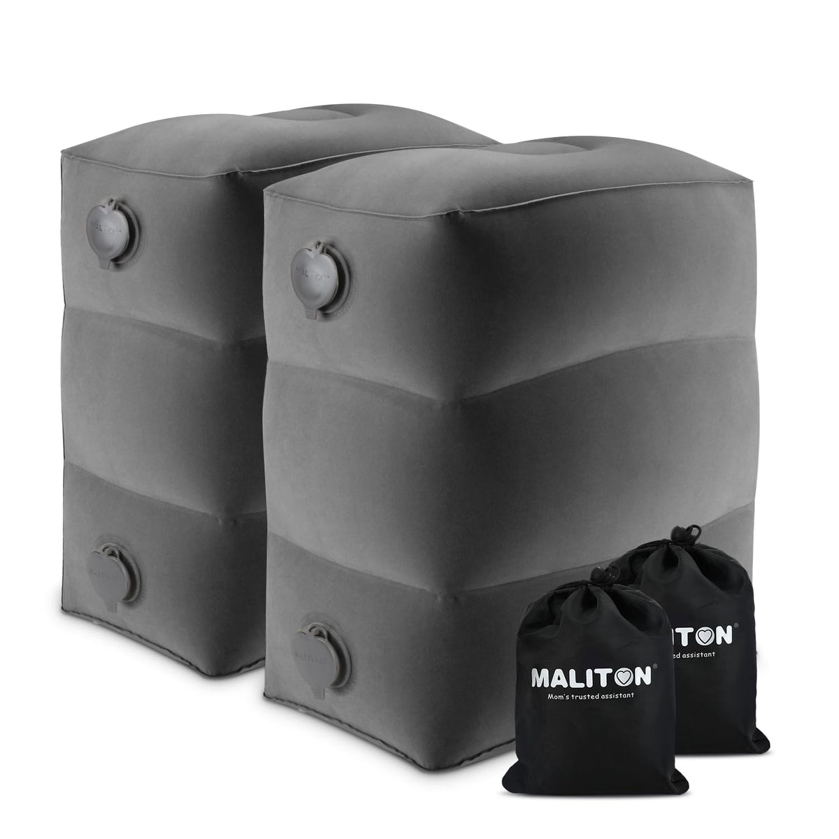 Maliton Inflatable Foot Rest/Leg Pillow | Adjustable Height（Grey, 2 Pack）