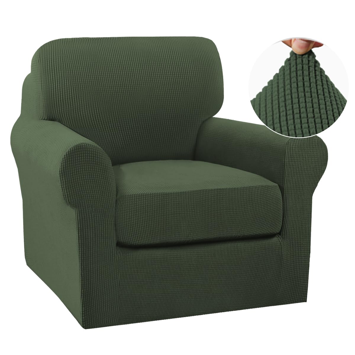 Turquoize 2 Piece Chair Covers for Living Room Armchair Cover Armchair Slipcovers with Arms Feature Thick Jacquard Fabric (Chair,Biscotti Beige)